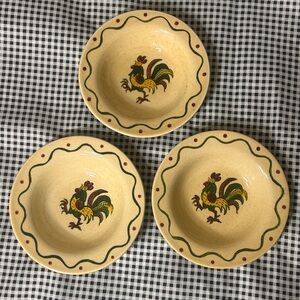 Poppytrail Rooster Fruit Dessert Bowls California Provincial- Set of 3